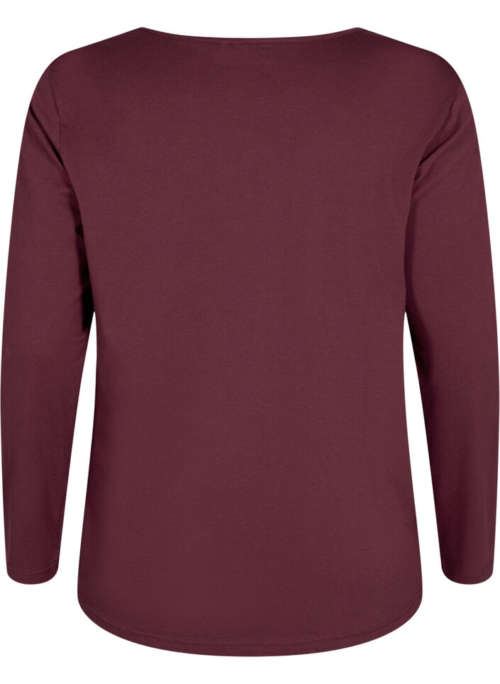 Chemise de nuit en coton avec impression de texte, Bordeaux, Packshot image number 1