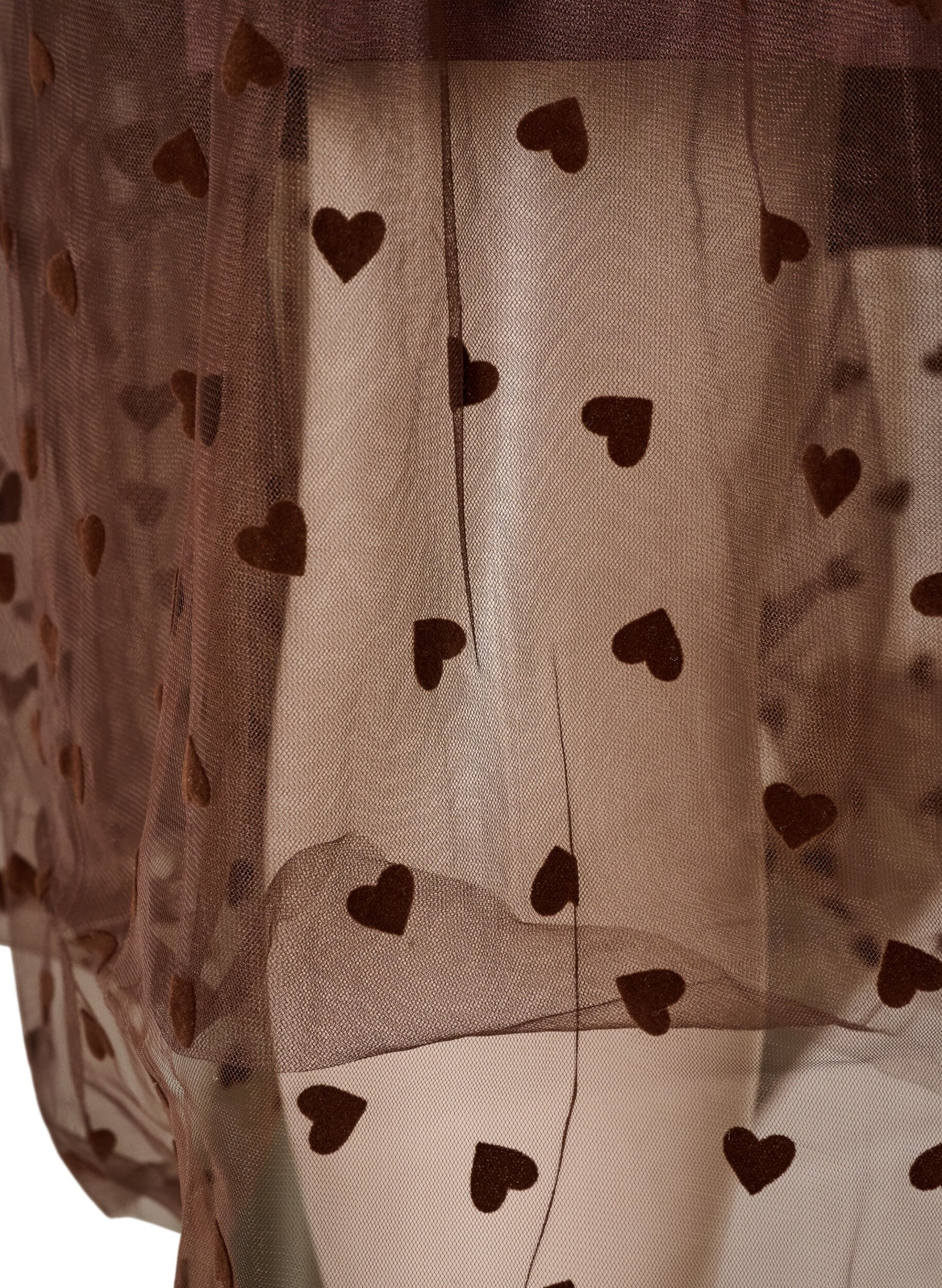 ZizziJupe midi en tulle avec des c&oelig;urs, Marron, Packshot image number 3