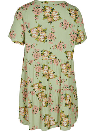Viscose jurk met korte mouwen en a-lijn, Light Green April, Packshot image number 1
