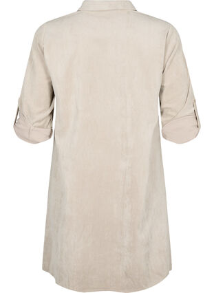 Fluwelen jurk met rits en 3/4 mouwen, Feather Gray, Packshot image number 1