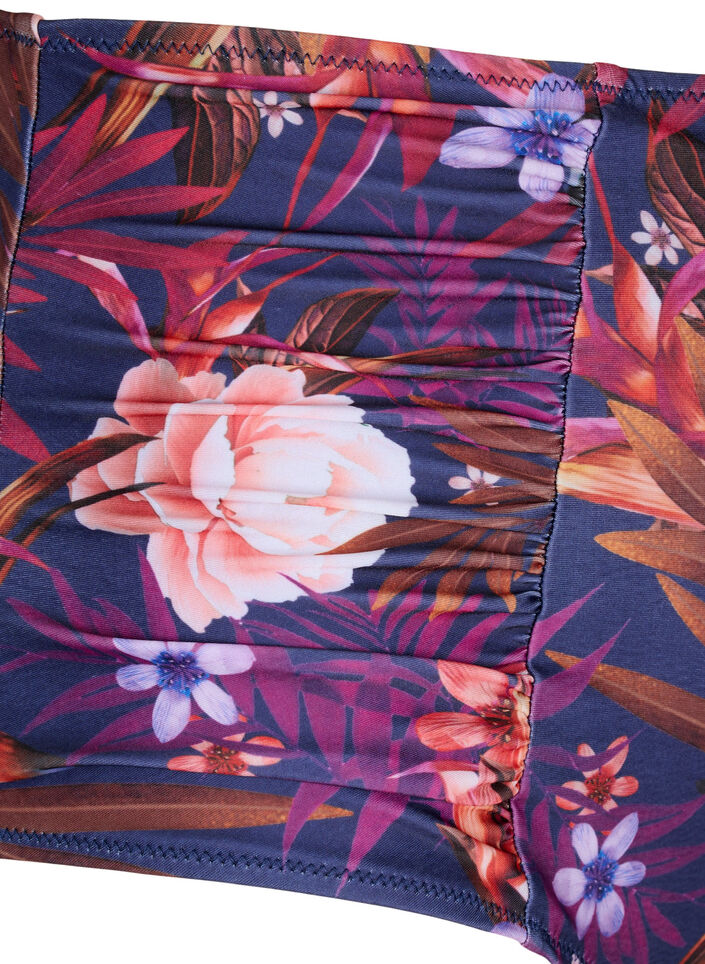 Bas de bikini à fleurs avec taille haute, Violet, Packshot image number 3