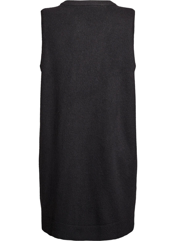 Robe courte en maille sans manches, Noir, Packshot image number 1