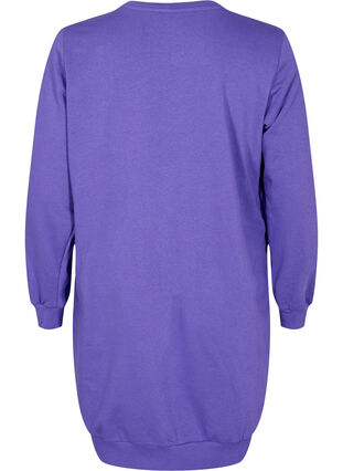 Katoenen sweaterjurk met tekstprint, Purple Corallites, Packshot image number 1