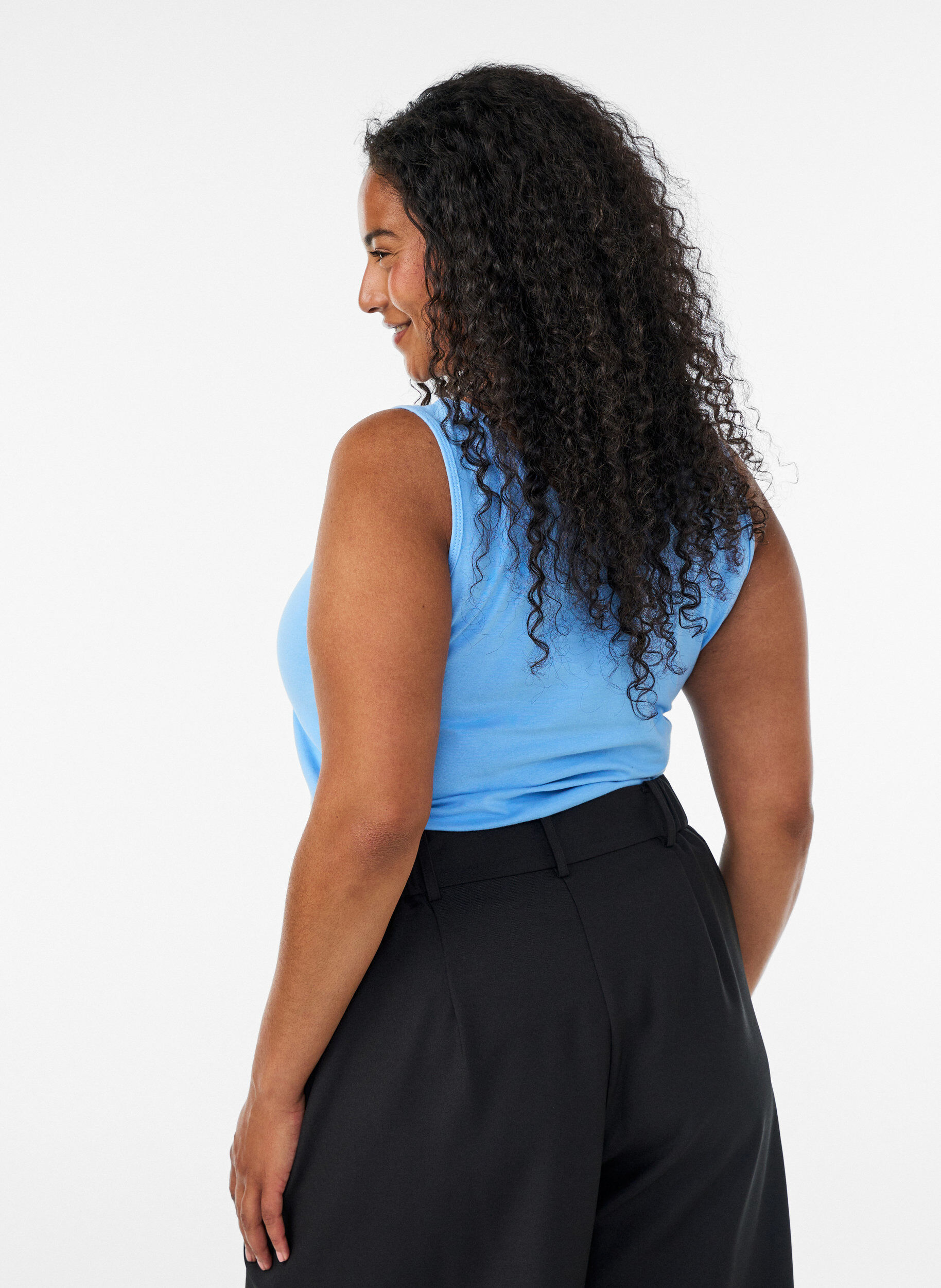 ZizziEffen basic top in katoen, Blauw, Model image number 2