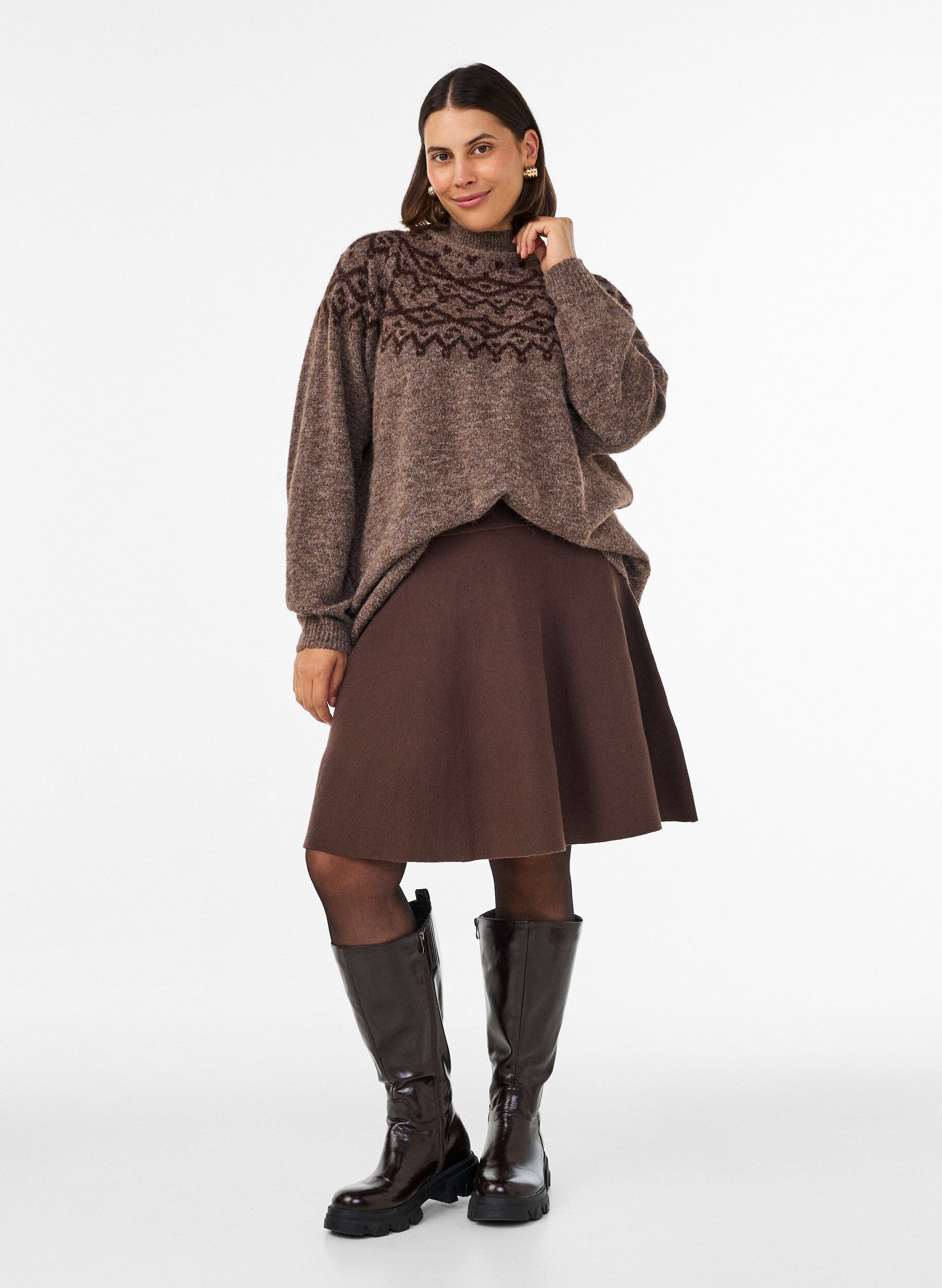 ZizziPull &agrave; motifs nordiques, Marron, Model image number 1