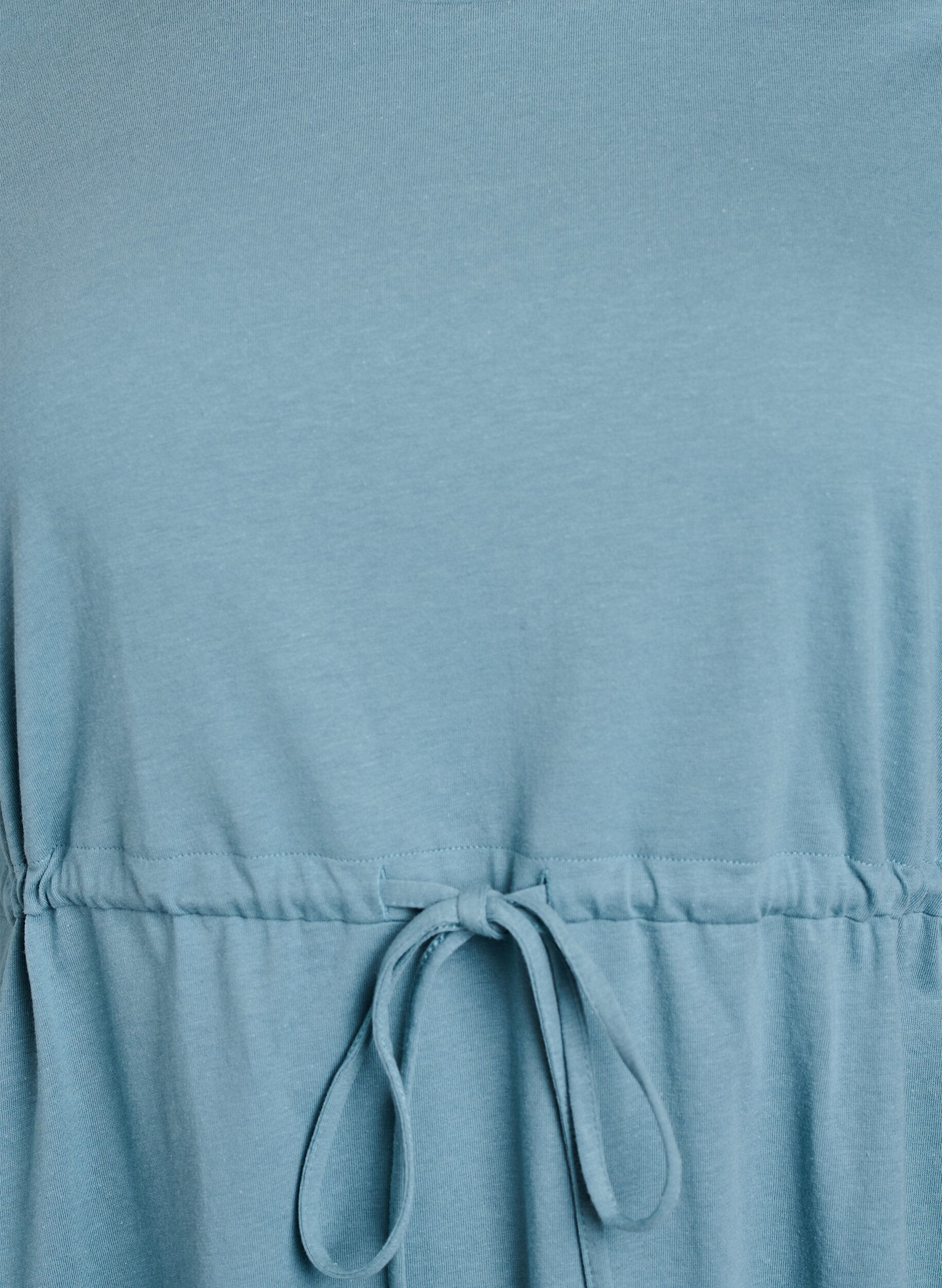 ZizziFLASH - Korte T-shirtjurk met strikceintuur, Blauw, Packshot image number 2