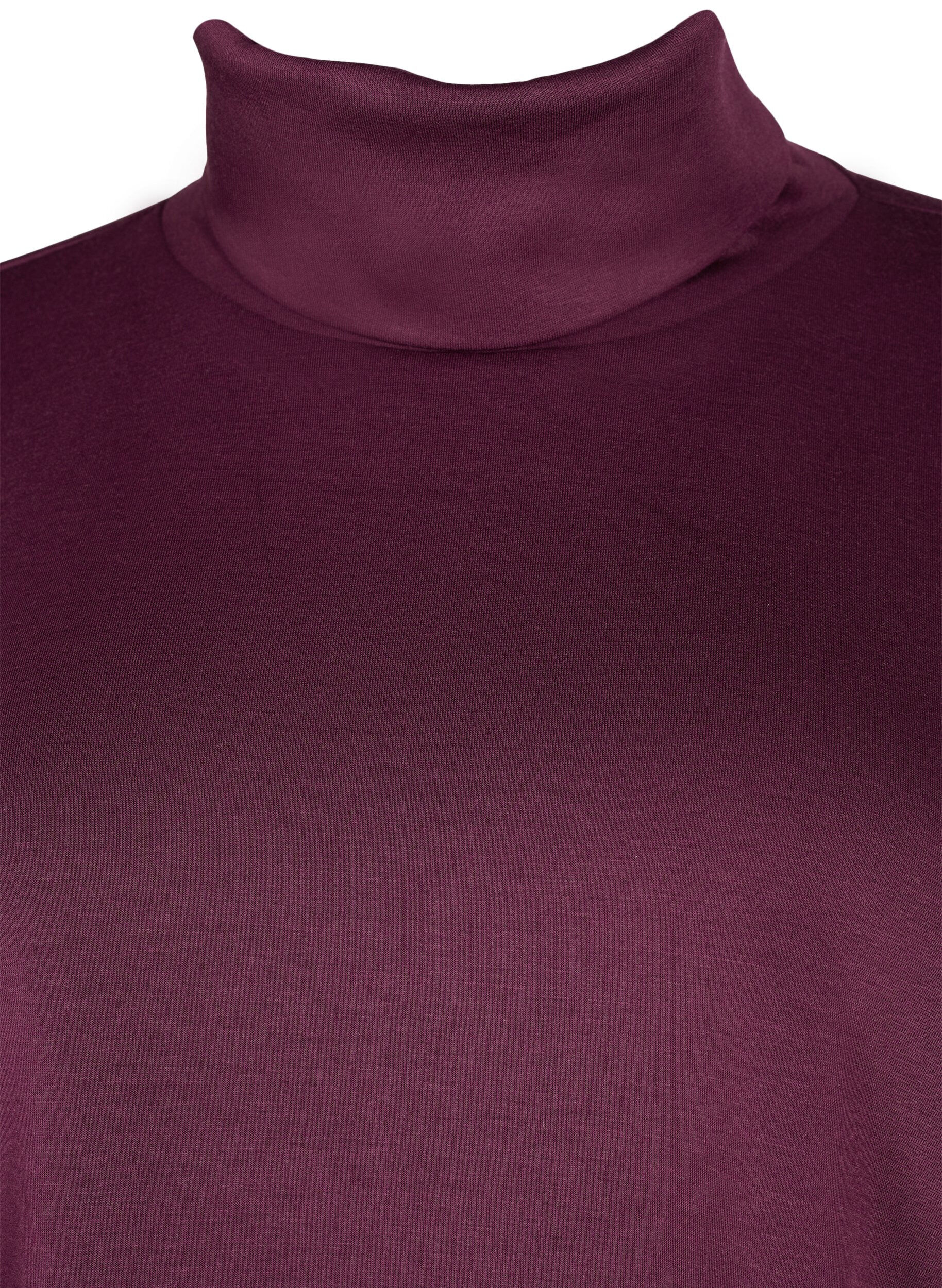 ZizziBlouse met turtleneck in modalmix, Donker Bordeaux, Packshot image number 2