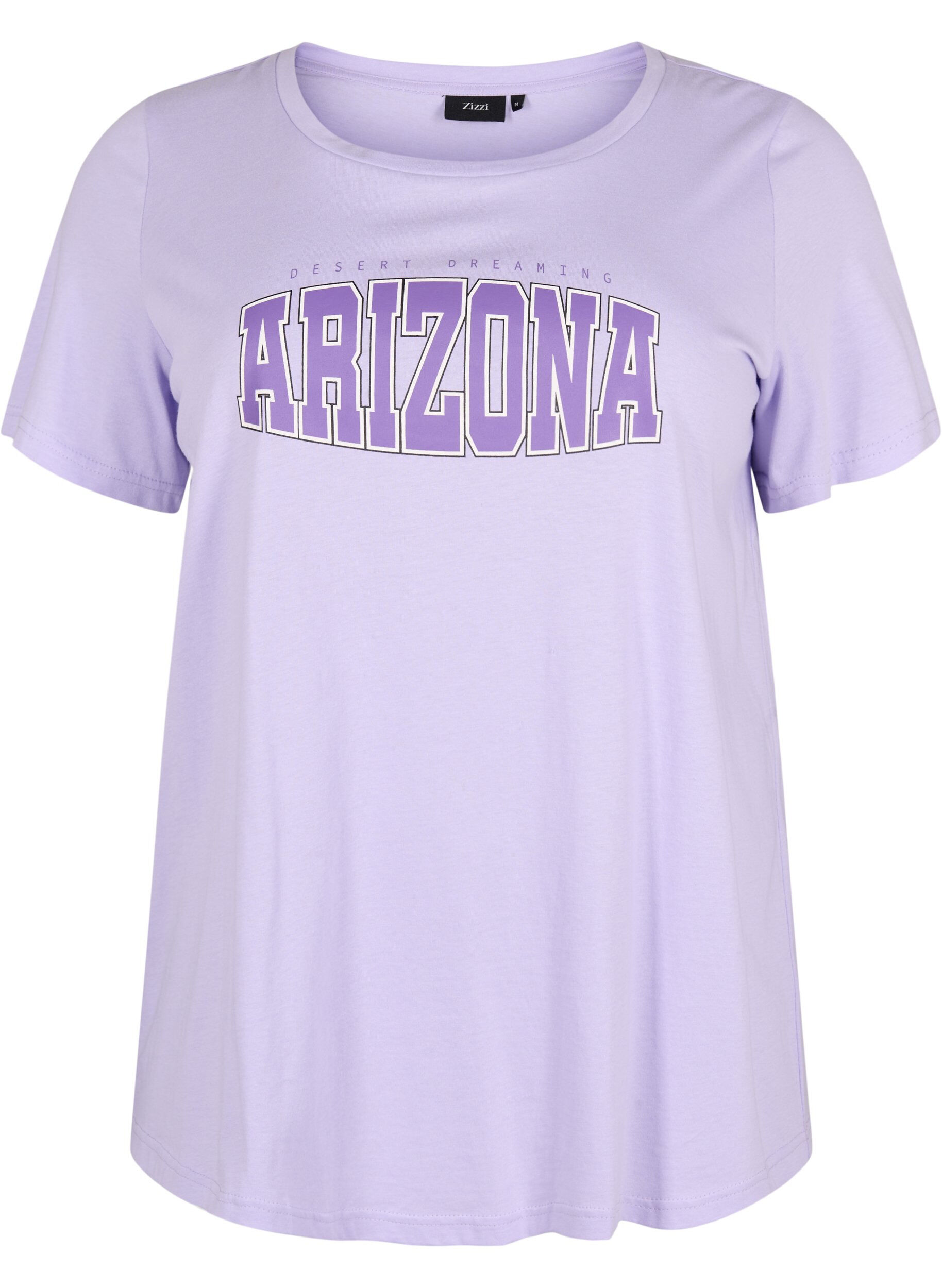ZizziKatoenen t-shirt met printdetail, Lavender ARIZONA, Packshot image number 0