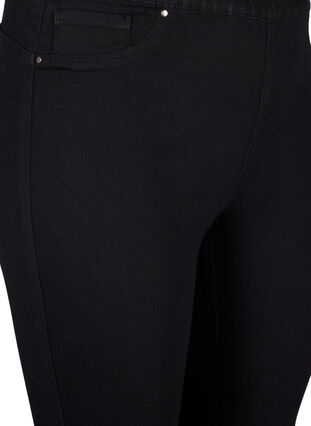 Denim capribroek met elastische tailleband, Black, Packshot image number 2