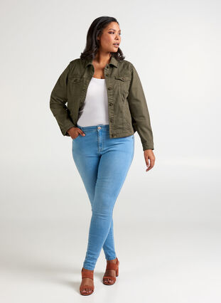 Veste en jean courte et colorée, Tarmac, Model image number 2