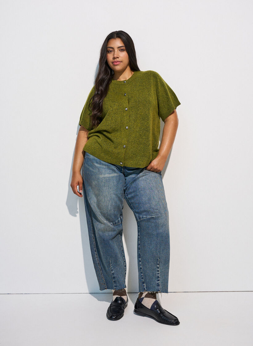 Gebreid vest met korte mouwen, Groen, Model