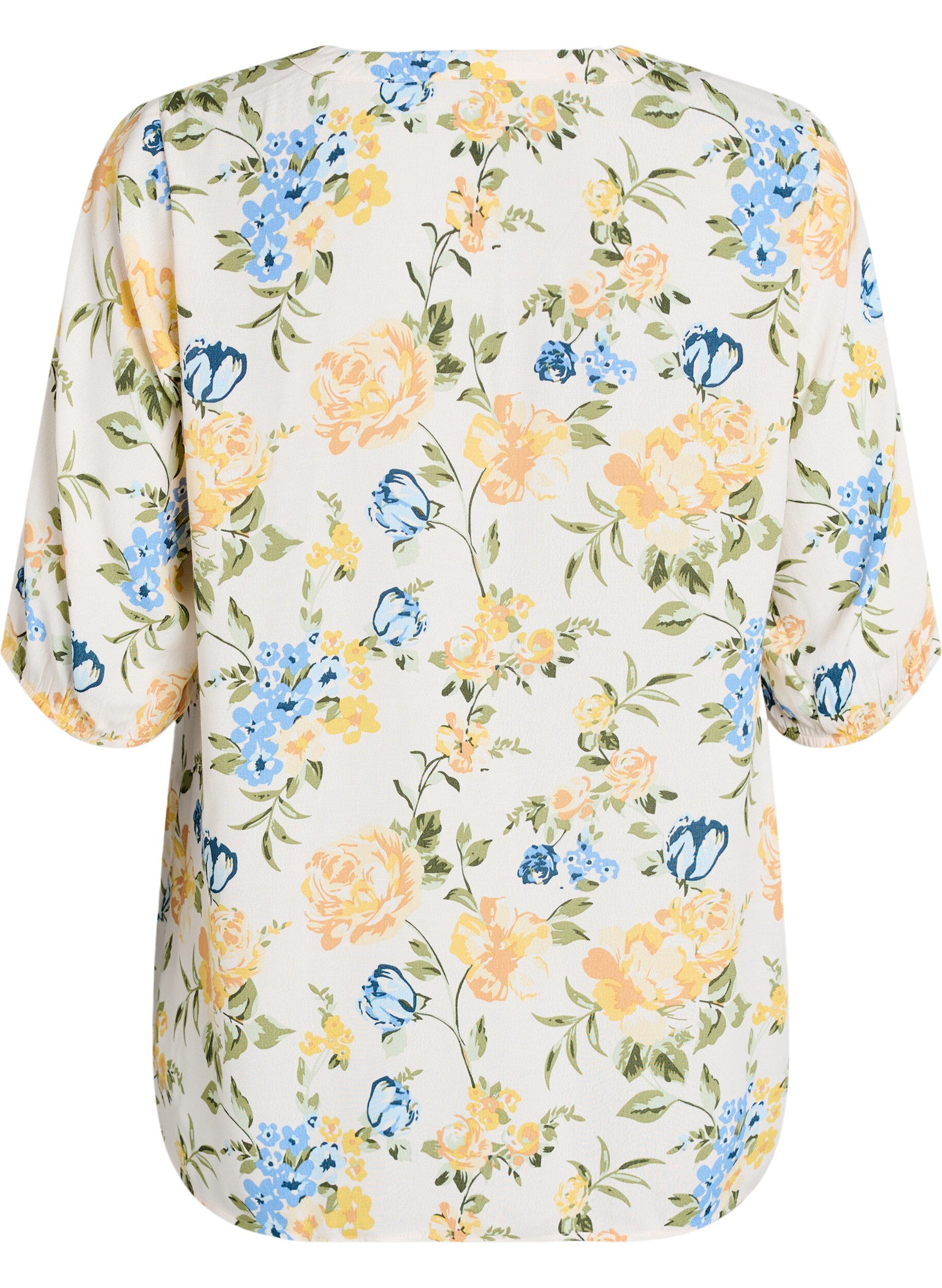 ZizziViscose blouse met print en knoopsluiting, Vanille, Packshot image number 1
