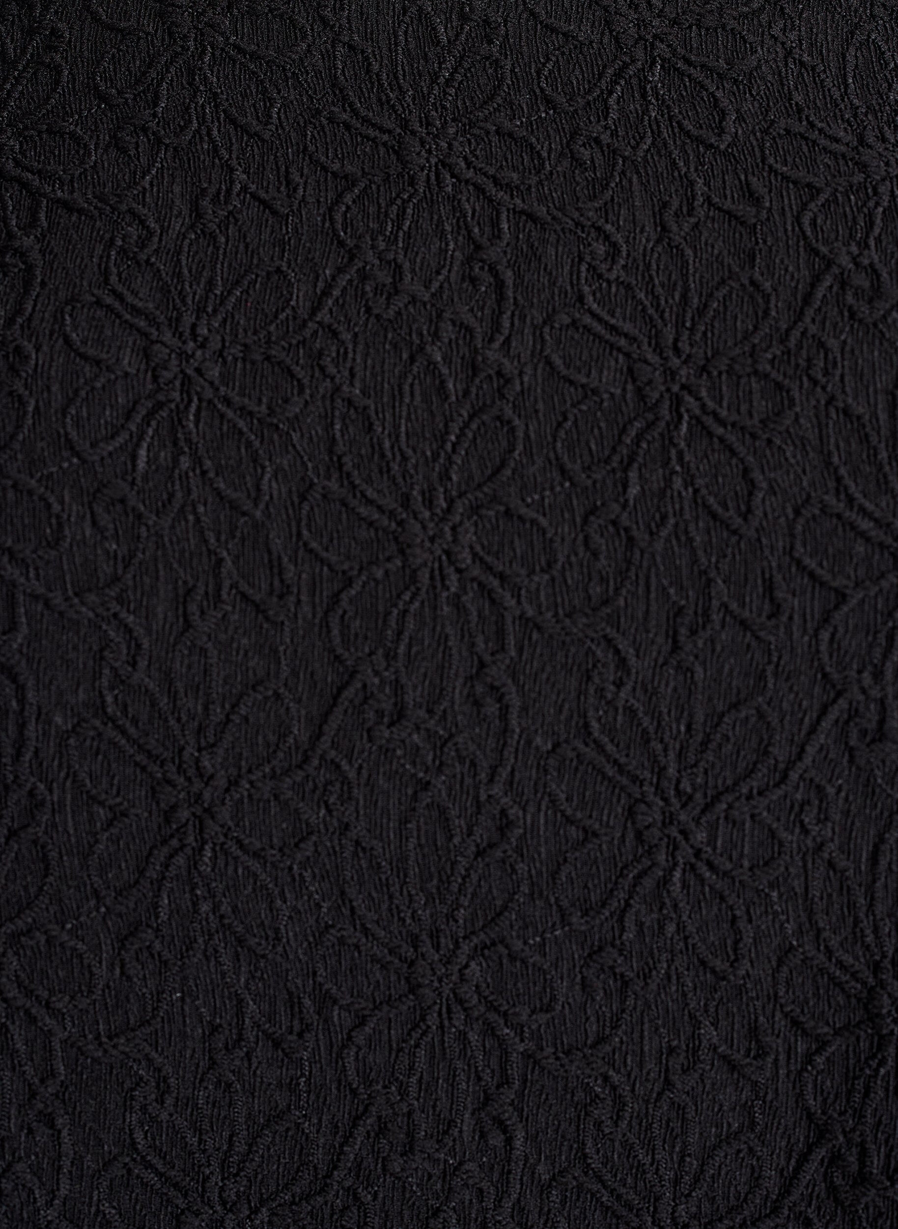 ZizziGebloemde textuurjurk met lange mouwen, Zwart, Packshot image number 2