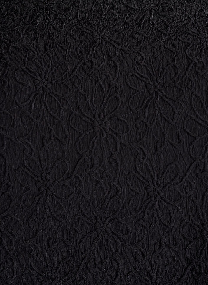 Robe florale texturée à manches longues, Noir, Packshot image number 2