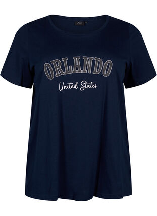 Katoenen T-shirt met tekst, Navy B. Orlando, Packshot image number 0