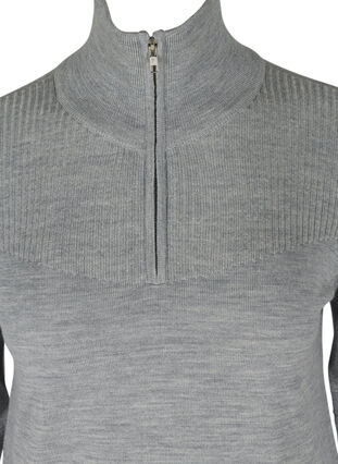 Chemisier en tricot de laine à col montant et zip, Light Grey Melange, Packshot image number 2
