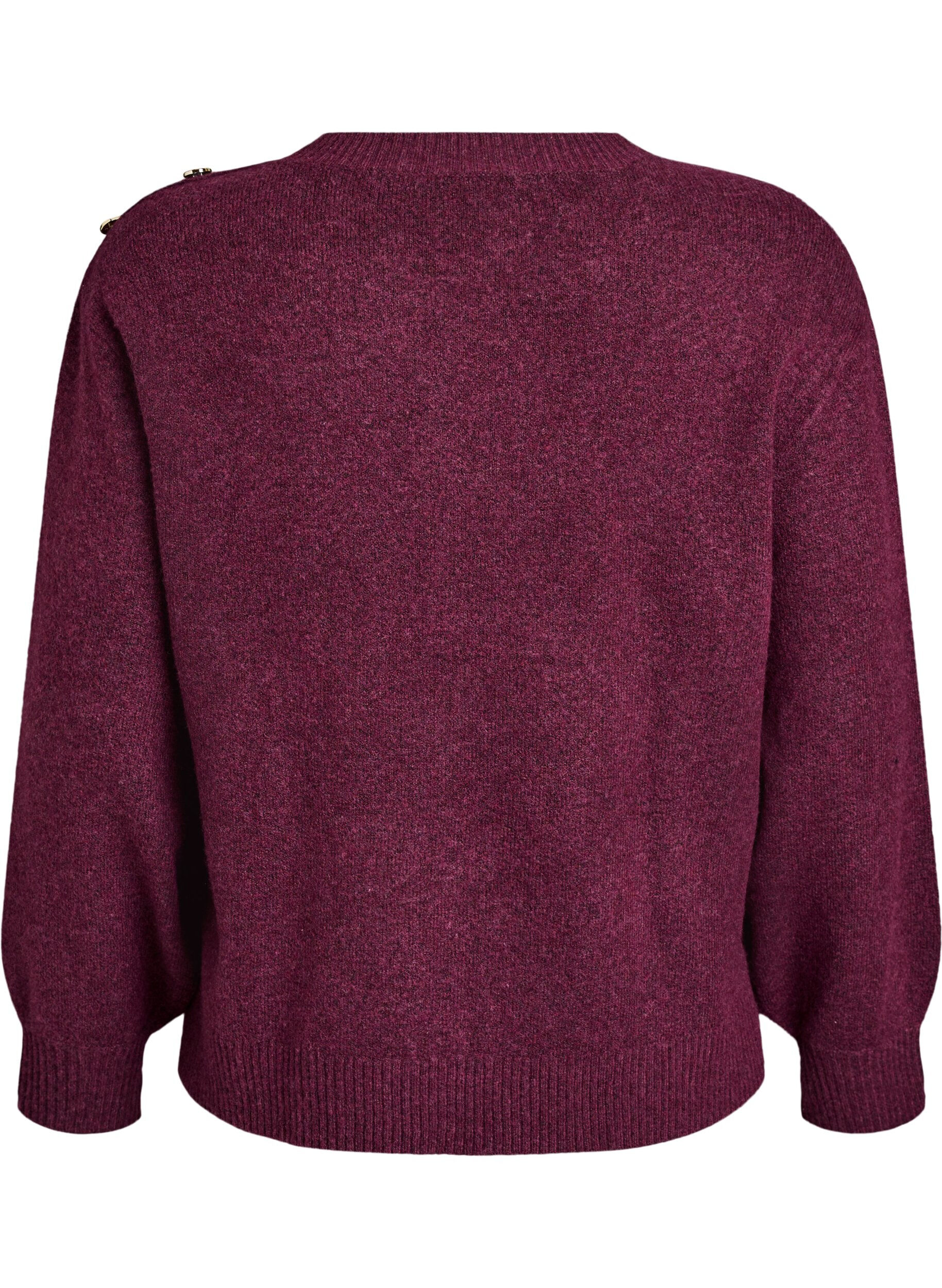 ZizziBreisel blouse met knoopdetail, Donker Bordeaux, Packshot image number 1