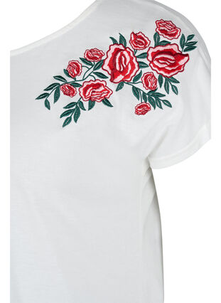 T-shirt en coton à manches courtes avec broderie, Warm Off-white, Packshot image number 2