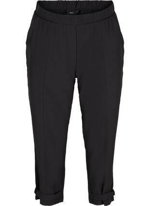 Pantalon longueur 7/8 avec des plis consus, Black, Packshot image number 0