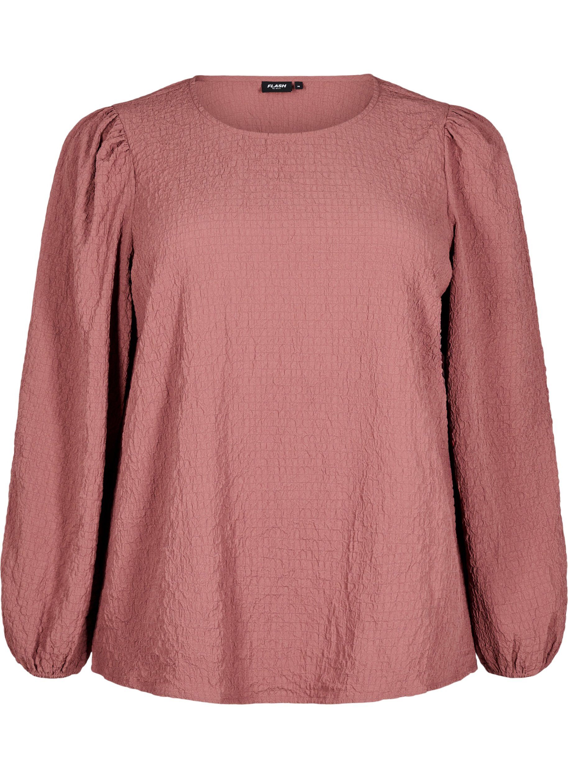ZizziFLASH - Blouse met lange mouwen en ronde hals, Rose Brown, Packshot image number 0