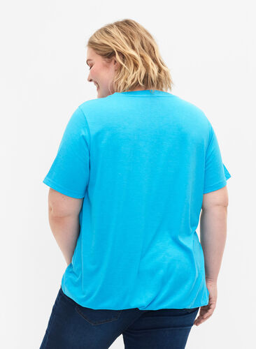 	 Gemêleerd t-shirt met elastische rand, Blue Atoll Mél, Model image number 1