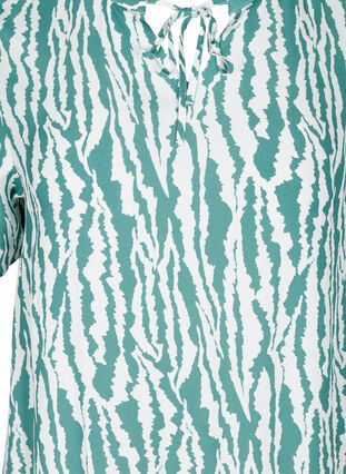 Viscose jurk met print en korte mouwen, Green Animal Print, Packshot image number 2