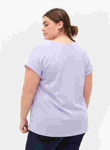 T-shirt à manches courtes en coton mélangé, Lavender, Model image number 1