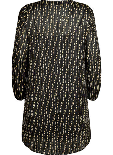 Robes à manches longues avec encolure en V et imprimé, Black Weaves AOP, Packshot image number 1