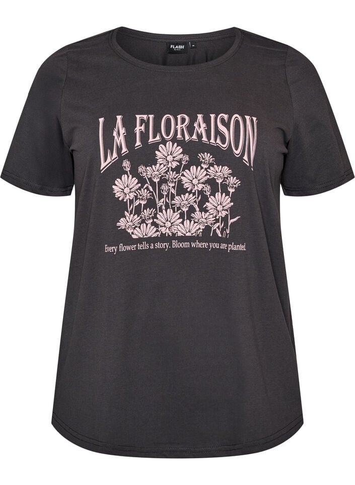 T-shirt met motief, Grijs, Packshot image number 0