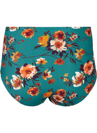 Bas de bikini taille haute à imprimé fleuri, Green Flower, Packshot image number 1