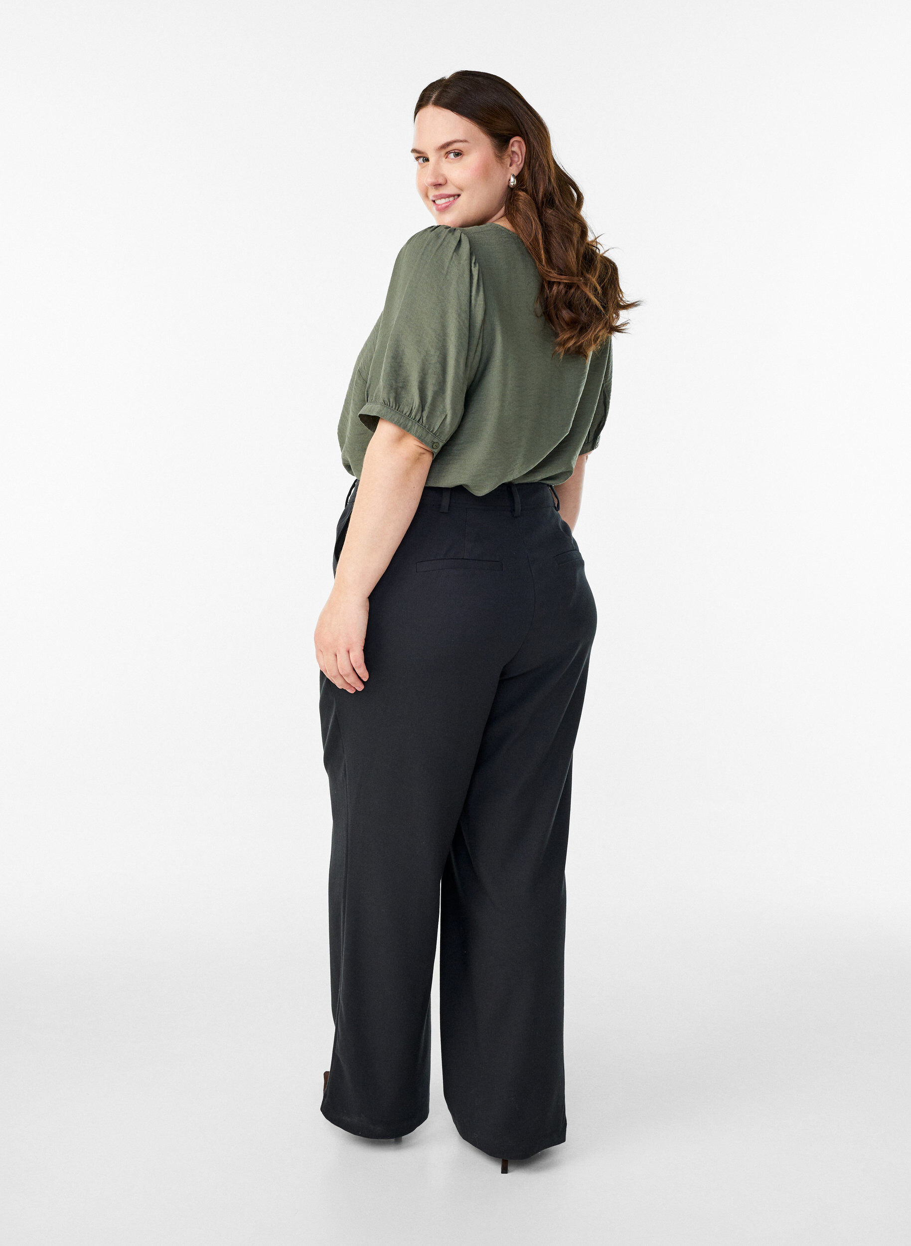 ZizziPantalon met hoge taille en straight-fit, Zwart, Model image number 1