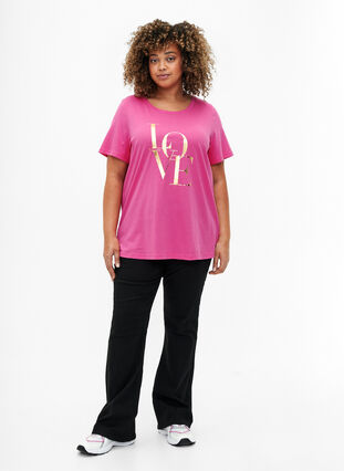 T-shirt en coton avec texte doré, R.Sorbet w.Gold Love, Model image number 2