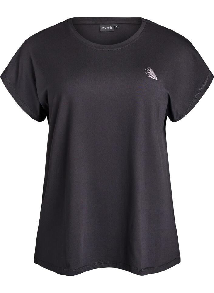 T-shirt de sport couleur unie, Noir, Packshot image number 0