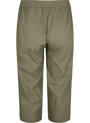 Pantalon 7/8 en coton et lin mélangés, Deep Lichen Green, Packshot image number 1