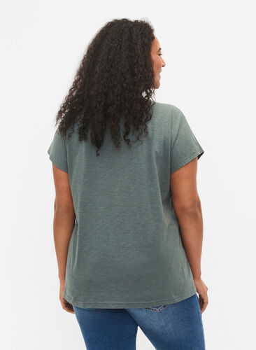 T-shirt en coton avec imprimé feuilles, Balsam Green Leaf, Model image number 1