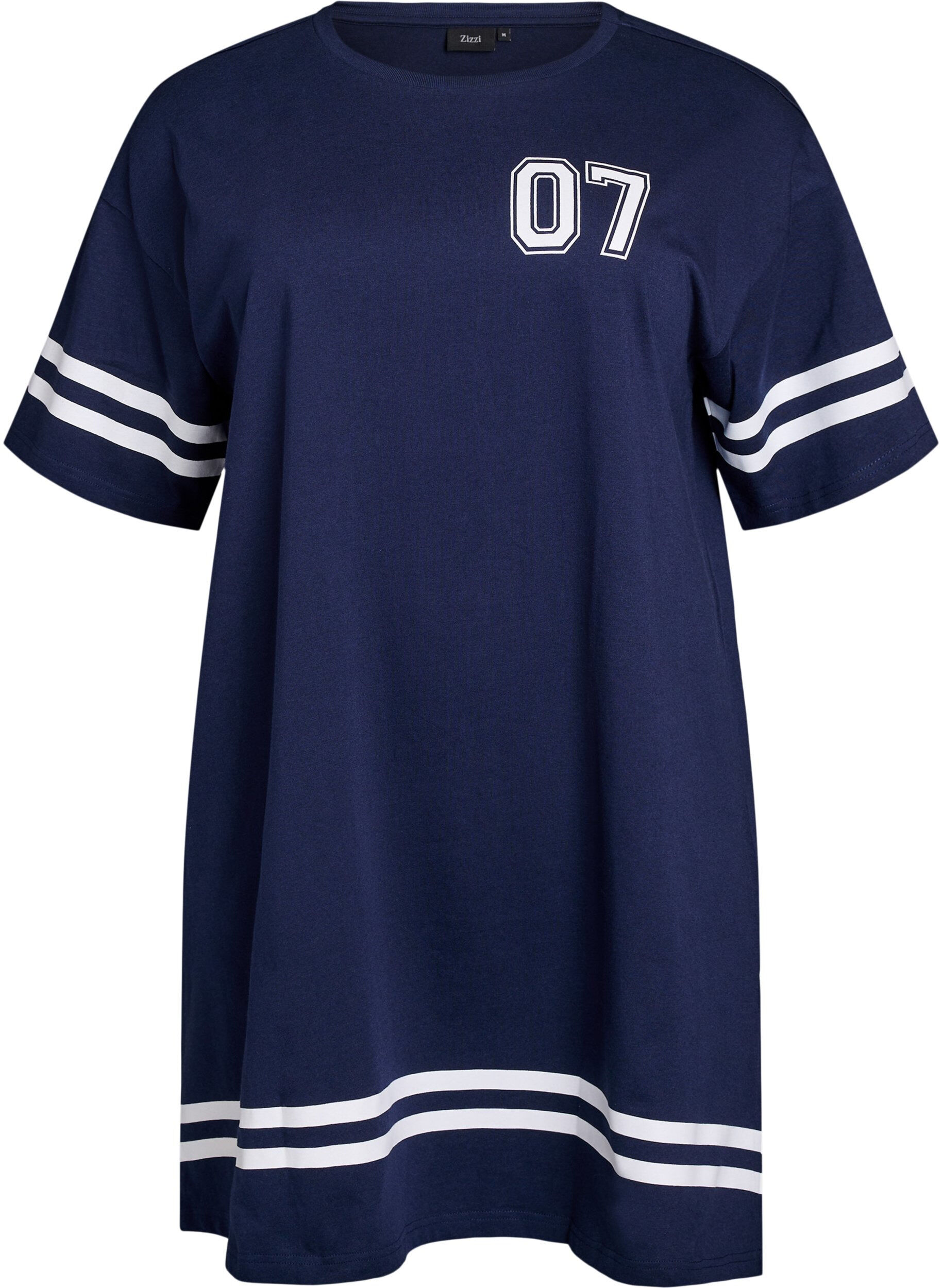 Zizzi Robe T-shirt courte avec d&eacute;tails sport, Bleu, Packshot image number 0