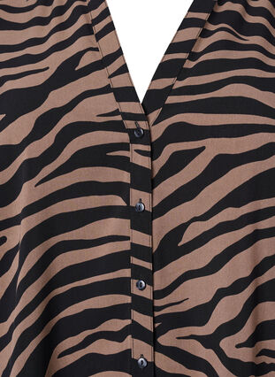 Shirt met V-hals en zebraprint, Black/Brown Zebra, Packshot image number 2