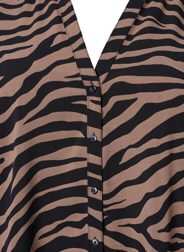 Chemise à col en V avec imprimé zèbre, Black/Brown Zebra, Packshot image number 2