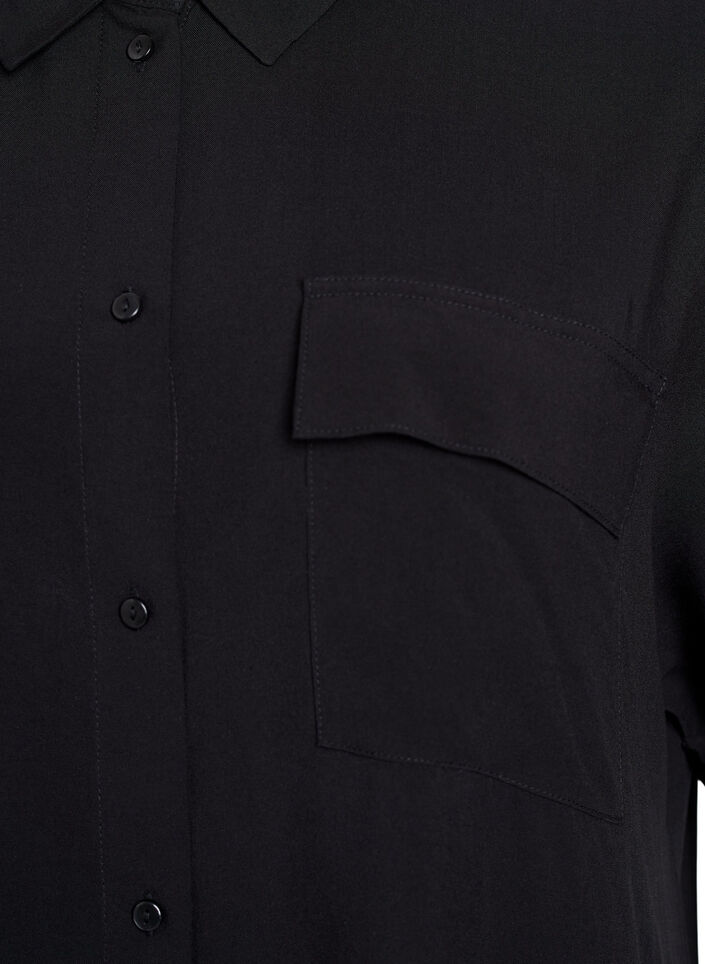 FLASH - Lange overhemdjurk met korte mouwen, Zwart, Packshot image number 2