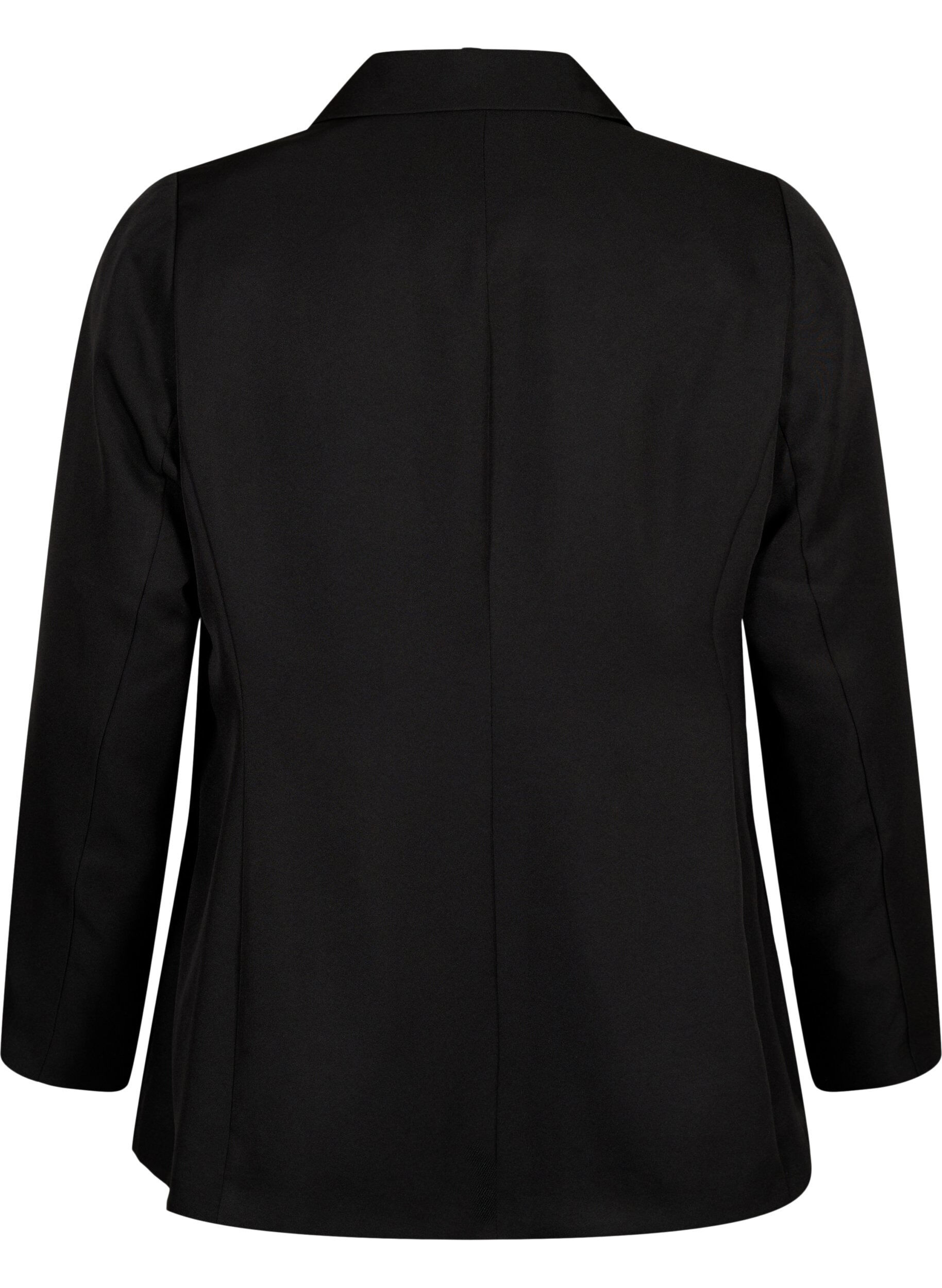 ZizziFLASH - Eenvoudige blazer met knoop, Zwart, Packshot image number 1