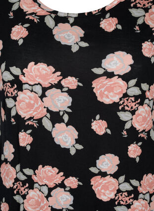 Viscose nachtjurk met bloemenprint, Black Flower AOP, Packshot image number 2