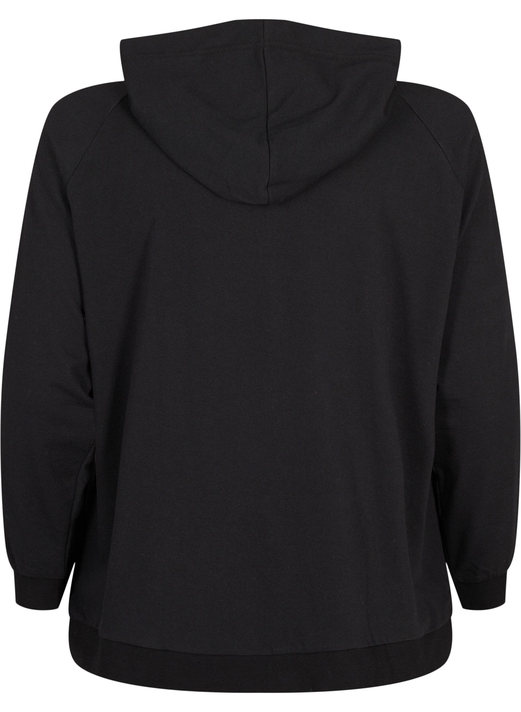ZizziCardigan en sweat avec une capuche et des poches, Noir, Packshot image number 1