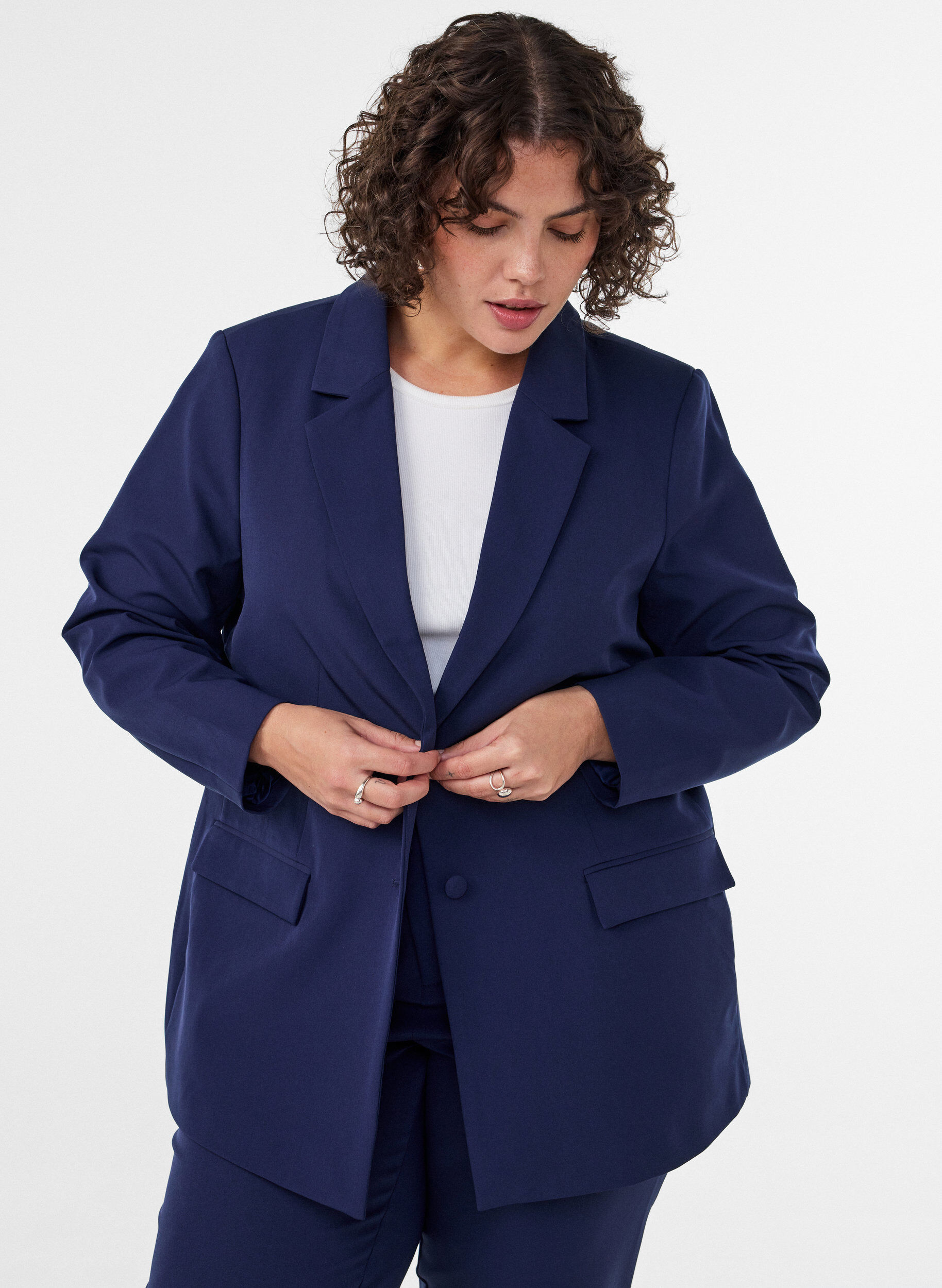 Klassieke blazer met knoopsluiting, Blauw, Model