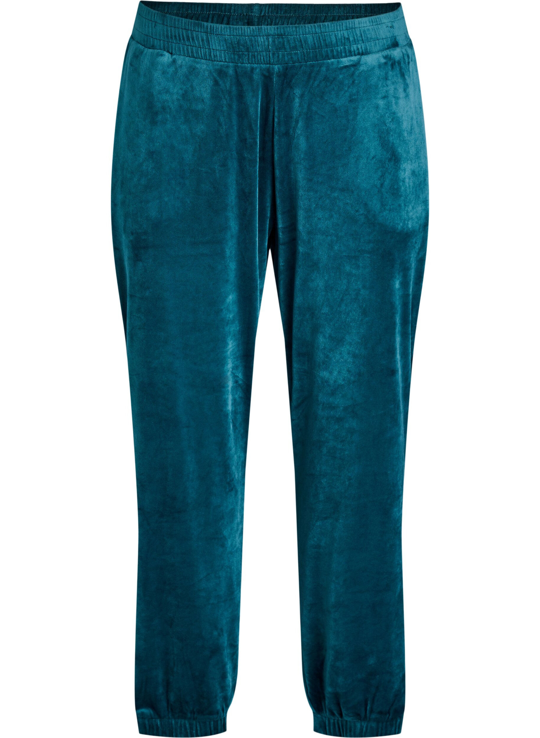ZizziLosvallende fluwelen broek, Groen, Packshot image number 0