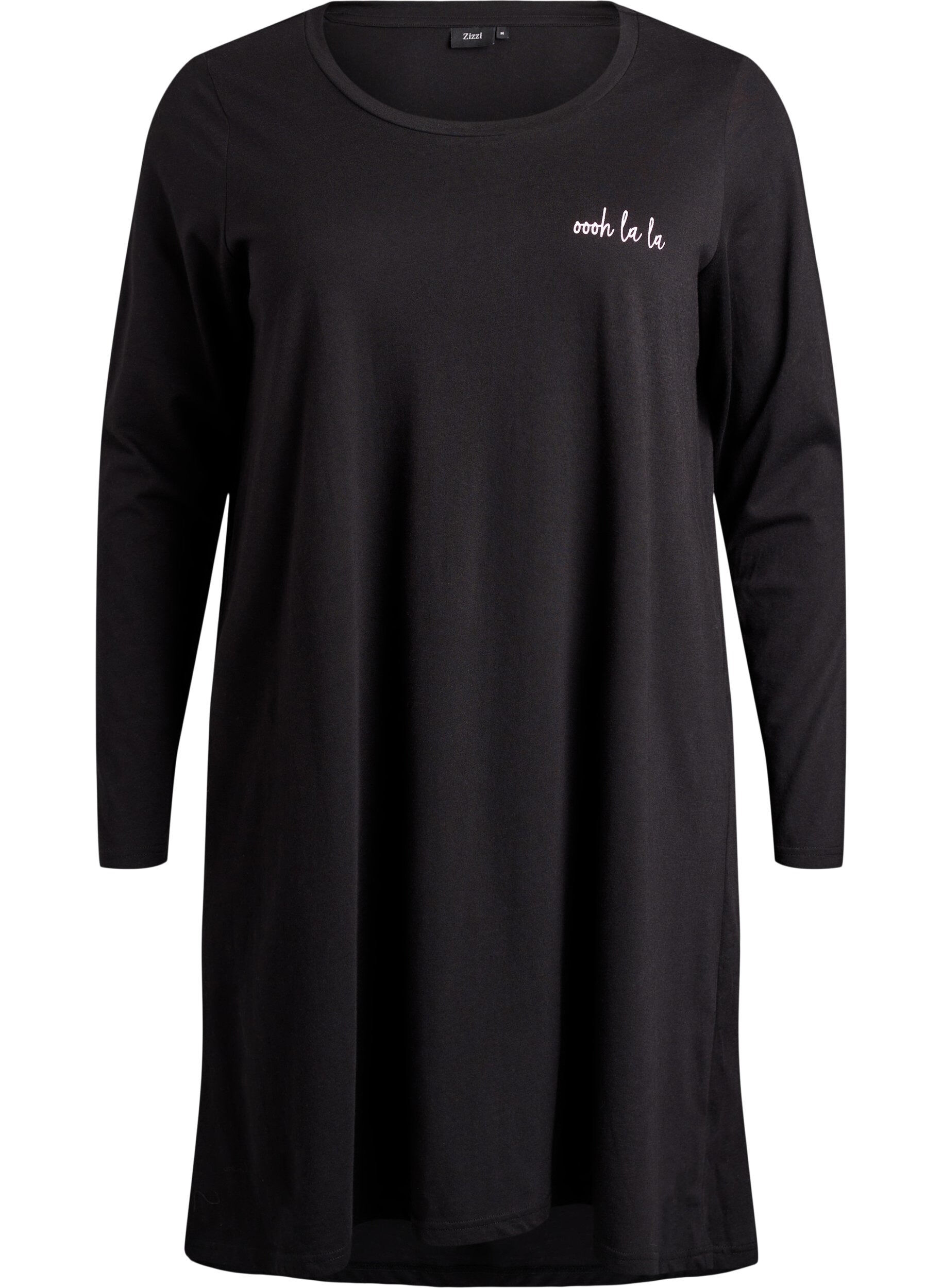 Chemise de nuit &agrave; manches longues en coton bio