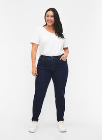Jean Emily coupe slim fit avec taille normale, Dark blue, Model