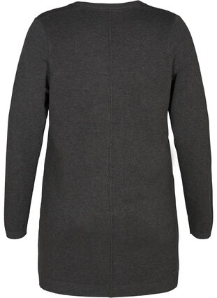 Long cardigan tricoté dans un mélange de viscose, Dark Grey Melange, Packshot image number 1