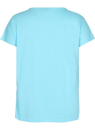 T-shirt met mix van katoen, Blue Topaz, Packshot image number 1