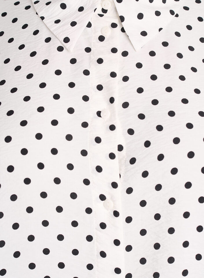 Chemisier &agrave; pois et manches 3/4, Blanc, Packshot image number 2