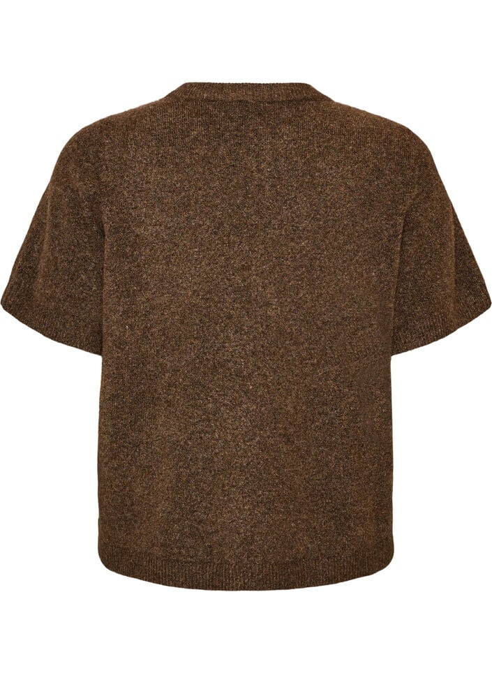 Gebreid vest met korte mouwen, Bruin, Packshot